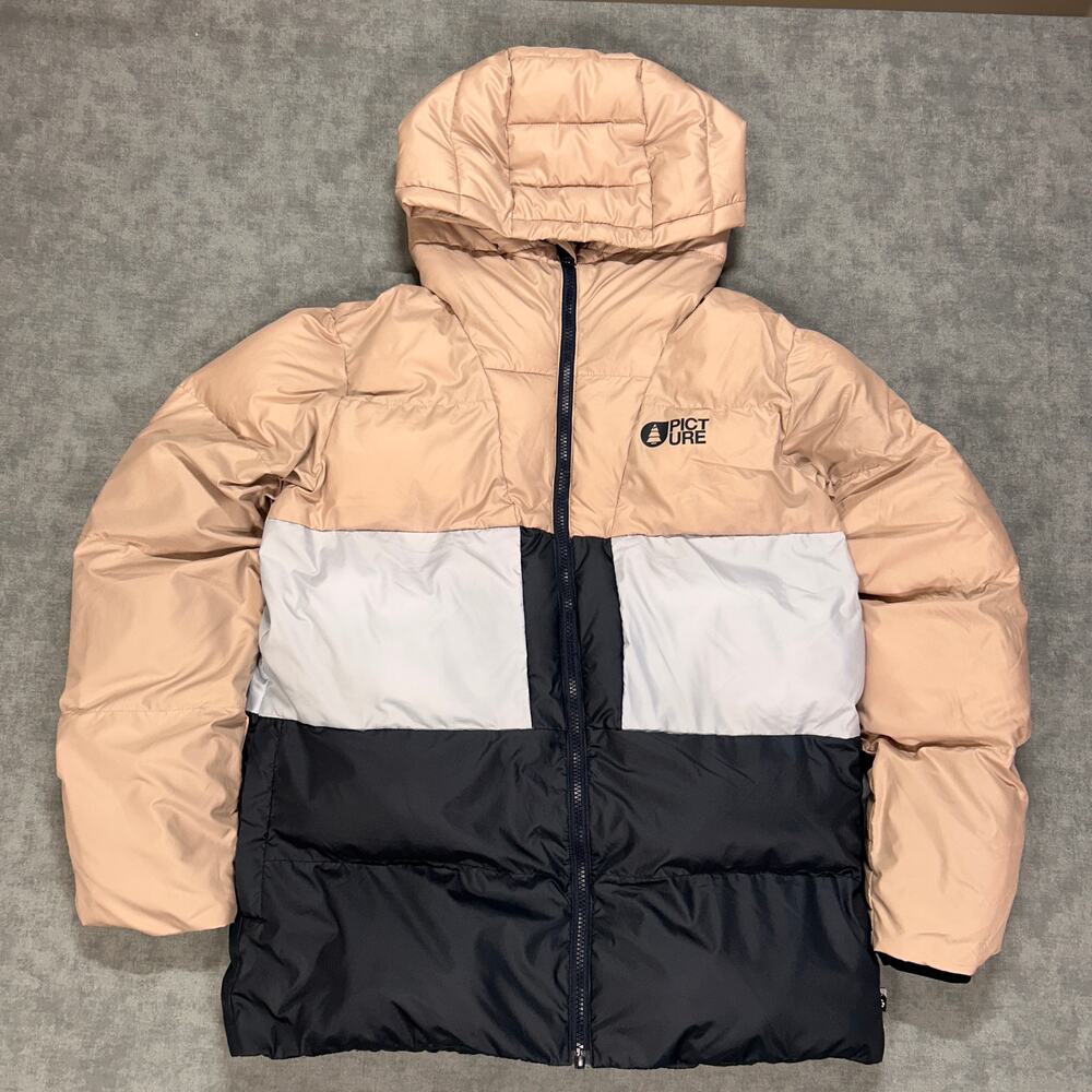 Picture Organic Skarary Puffer Jacket Womens Large Coconutz Colorblock Hooded